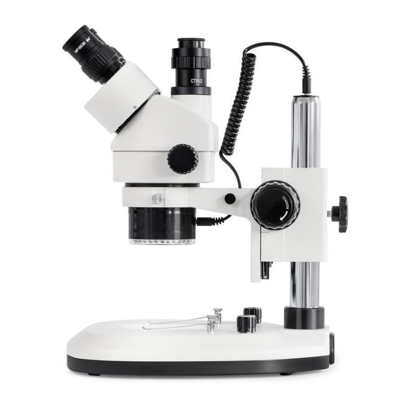 Mikroskop Kern OZL-46 stereo, trinokulär, pelartyp. 0,7x/4,5x förstoring. Synfält ø20.0mm