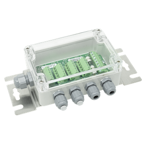 Kopplingsbox IP67 för 4st lastceller ABS plast med överspänningsskydd. Lämplig för utomhusmiljöer.
