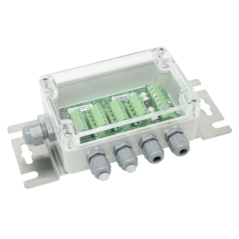 Kopplingsbox IP67 för 4st lastceller ABS plast med överspänningsskydd. Lämplig för utomhusmiljöer.